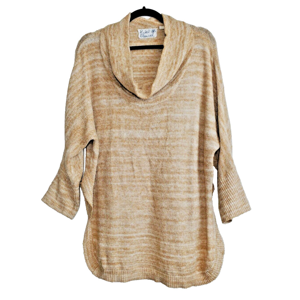 Field Flower ANTHROPOLOGIE Sweater Womens Medium Pullover Tan Cowl Neck Brown